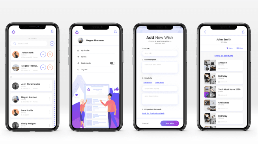 Four Beri Gifts app screens